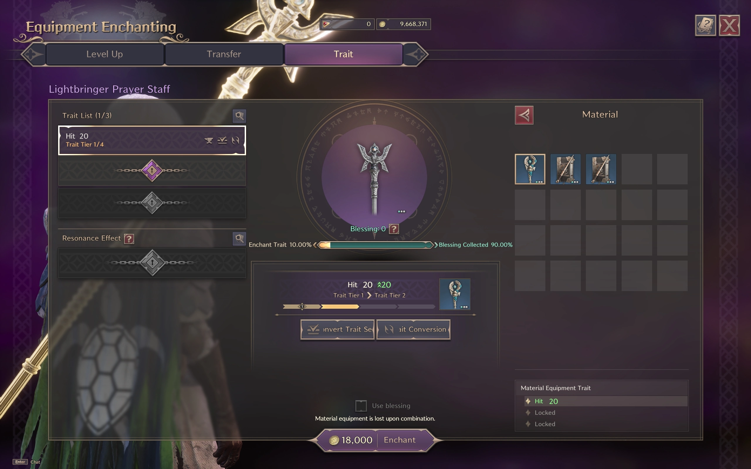 Enhancing Epic 1 Gear Traits with Rare Fodder