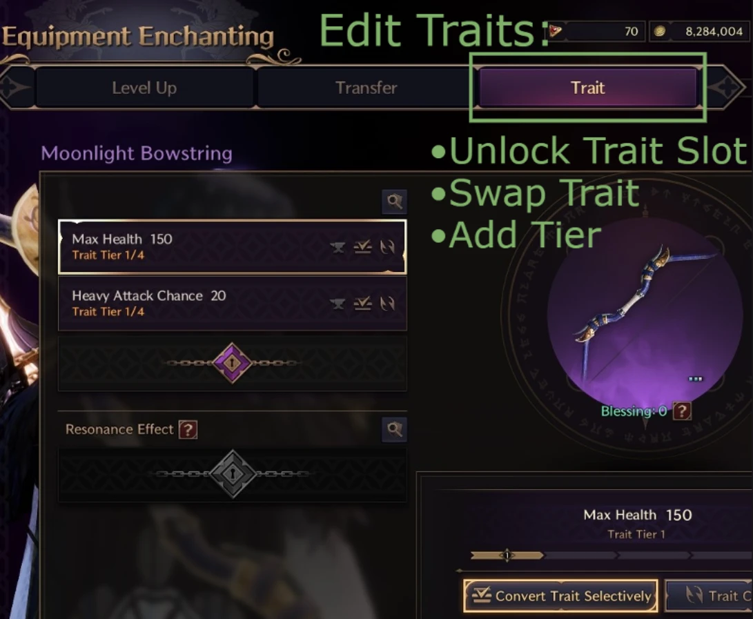 Equipment Enchanting Trait Tab