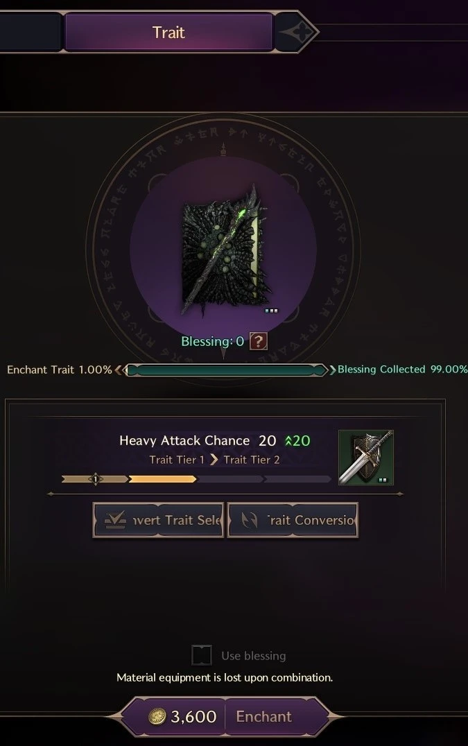Trait Enhance Chance Common Green on T1 Epic Weapon