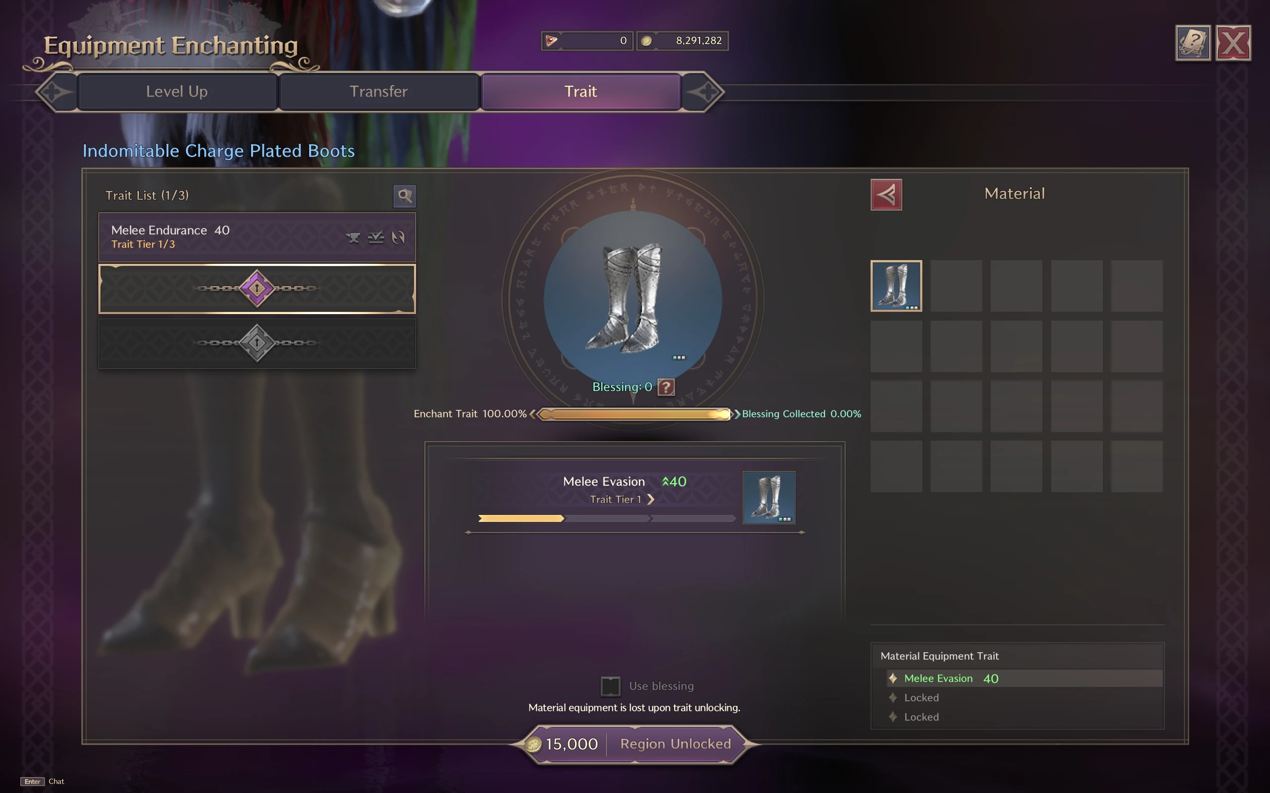Unlock Trait with identical gear