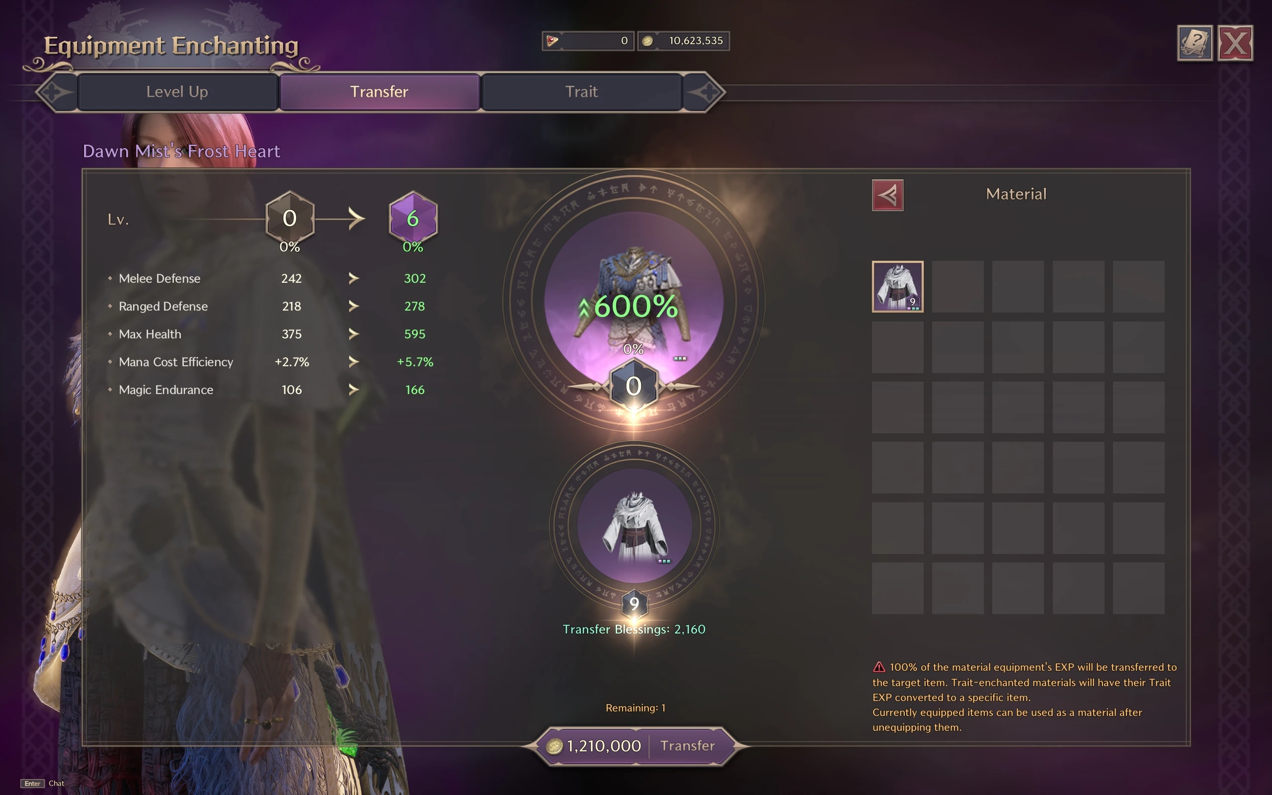 Weapon EXP Transfer with Blessing Points