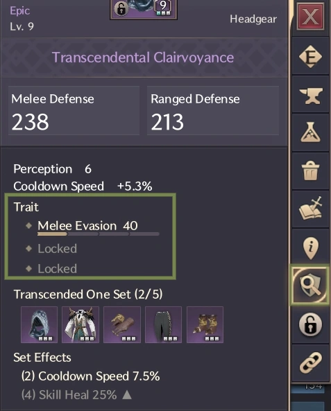 epic gear traits and trait icon