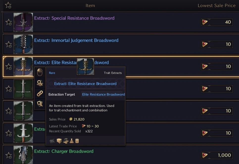 Trait Extracts Showing Weapon Grades